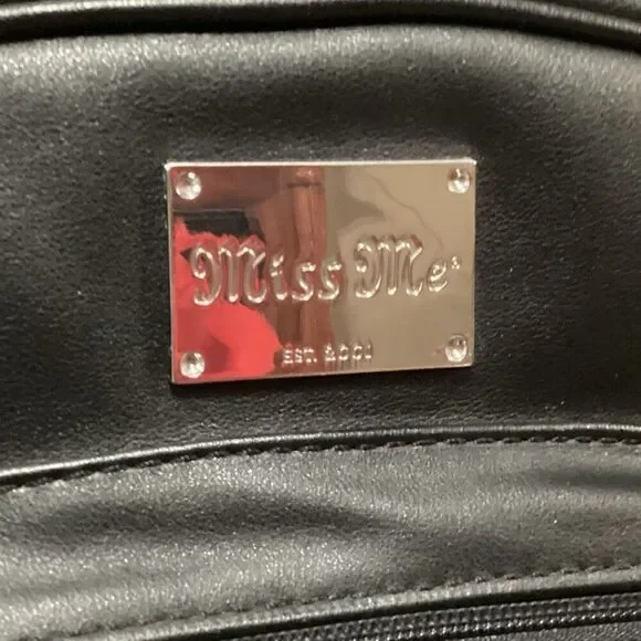 Miss Me Heather Ikat Embroidered Sequin Studded Black Faux Leather Backpack - Picture 7 of 12